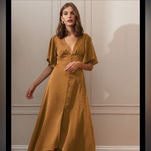 Jenny Yoo Marigold Satin Jacquard Luna Dress